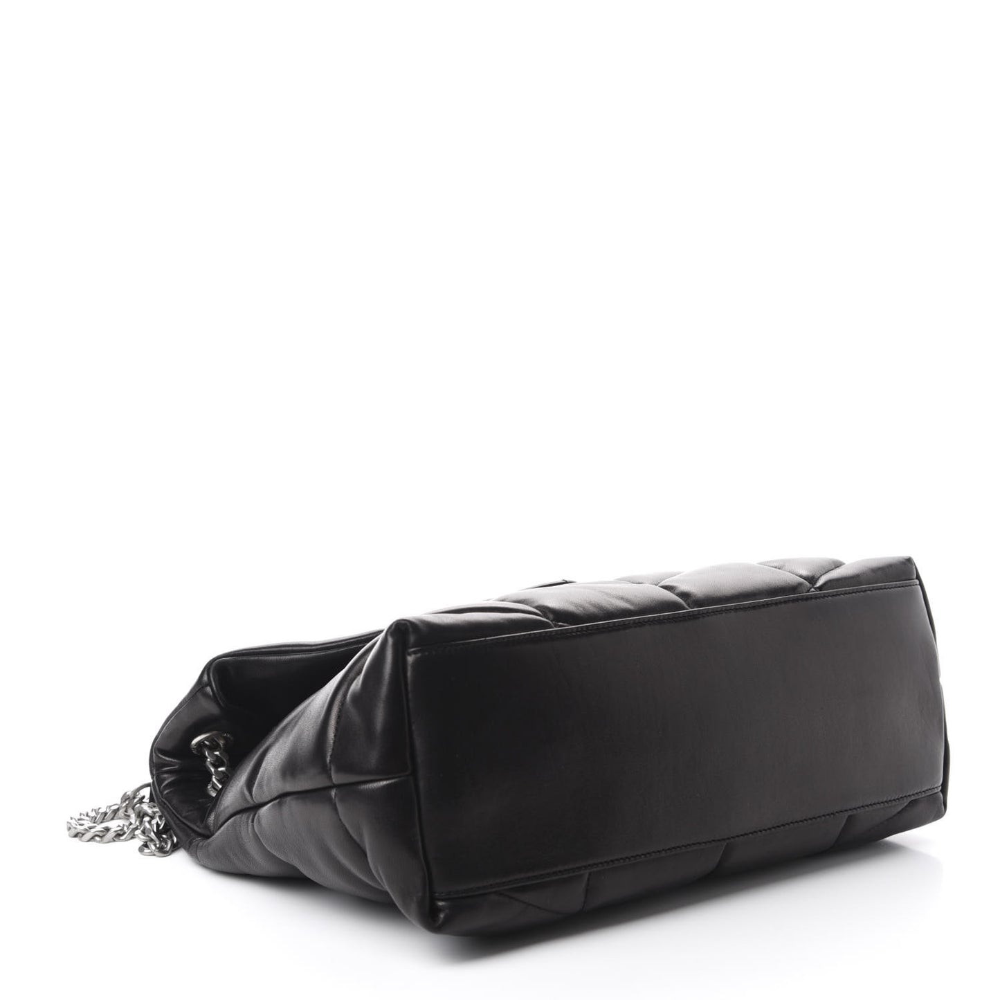 Lambskin Quilted Medium Loulou Puffer Monogram Chain Satchel Black