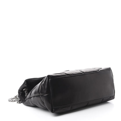 Saint Laurent Lambskin Quilted Medium Loulou Puffer Monogram Chain Satchel Black 4 of 11