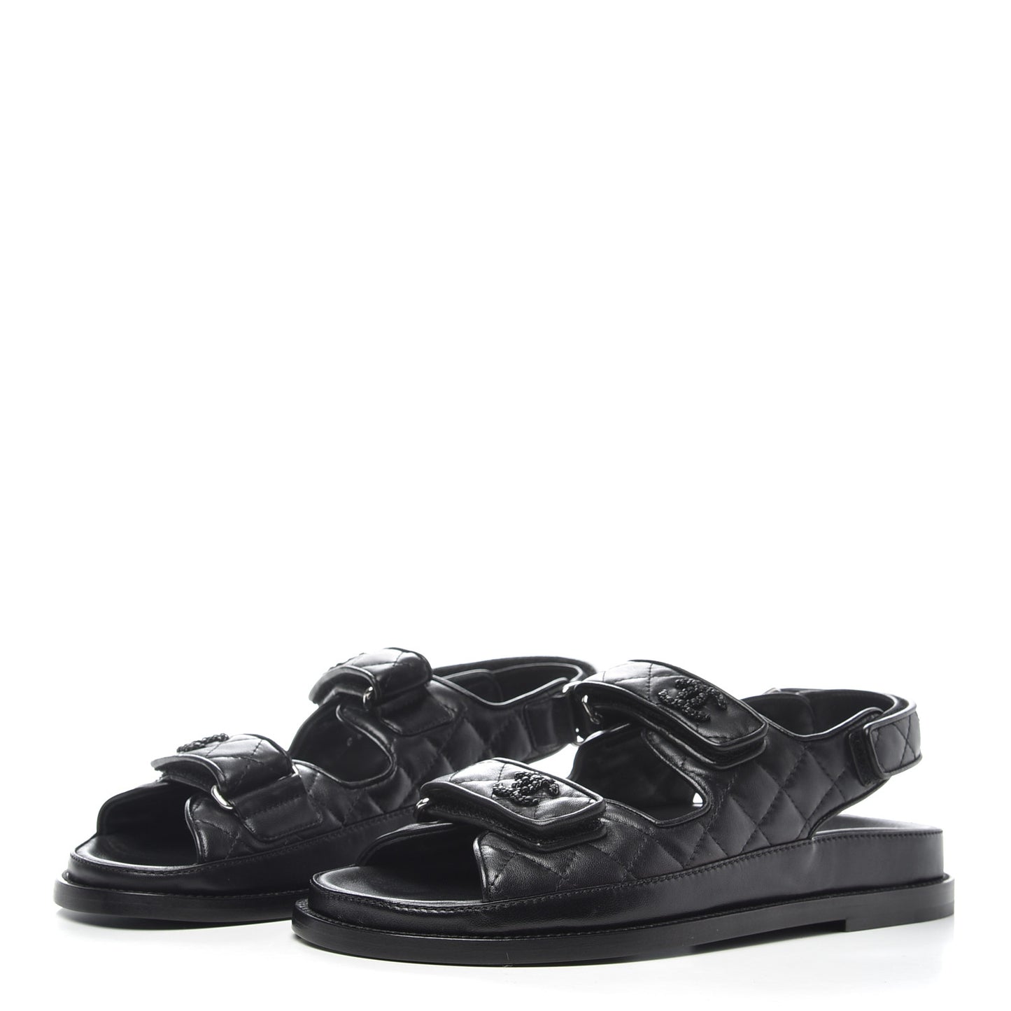 Lambskin Velcro Dad Sandals 37.5 Black