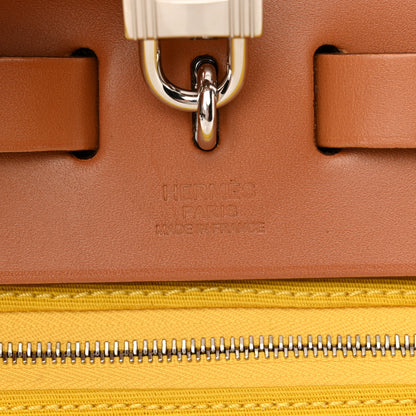 Hermes Vache Hunter Toile Herbag Zip 31 PM Lime Naturel 7 of 13