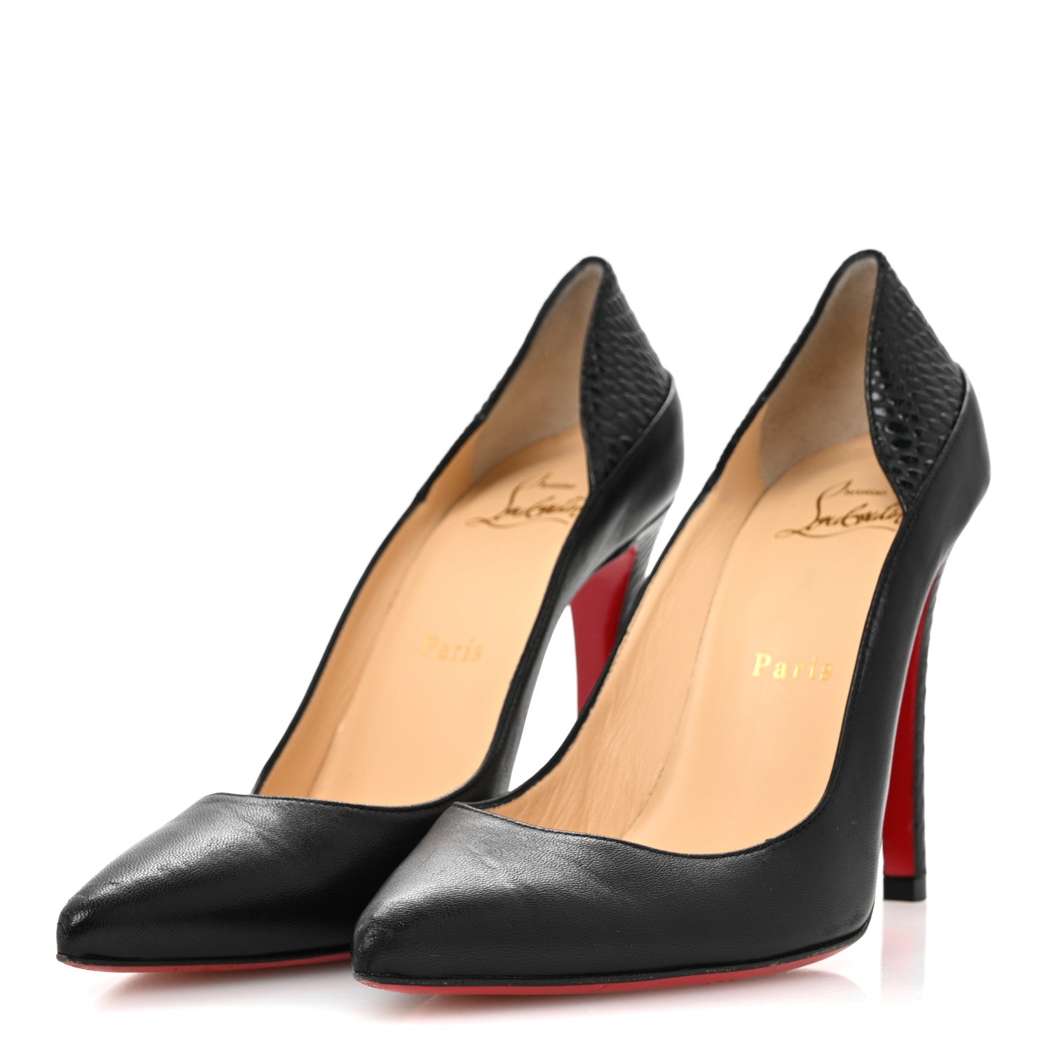 Christian Louboutin Nappa Snakeskin Embossed Maastricht 100 Pumps 37 Black 4 of 9