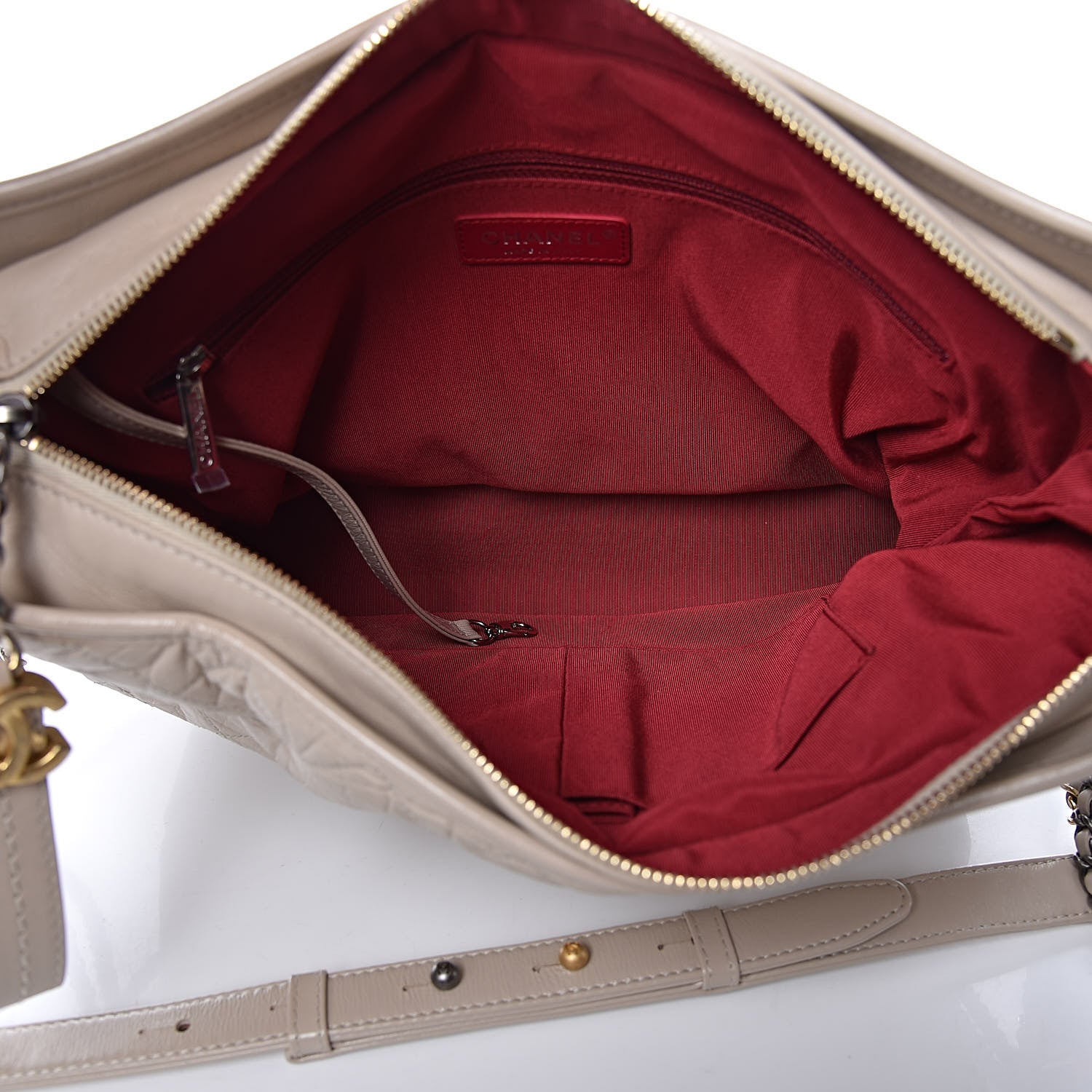 Chanel Aged Calfskin Quilted Large Gabrielle Hobo Beige 5 of 9