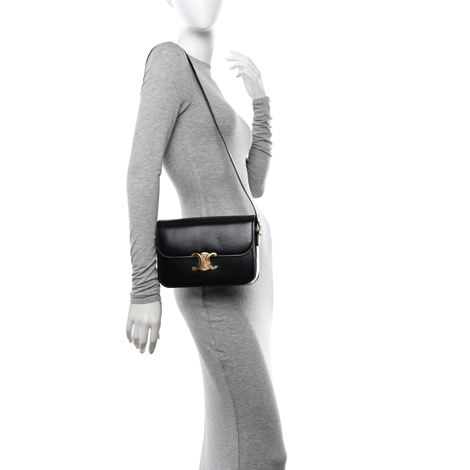 Celine Shiny Calfskin Medium Triomphe Black 2 of 14