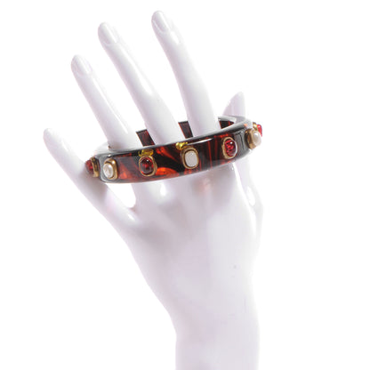 Chanel Acrylic Gripoix Pearl Bangle Tortoise 2 of 5