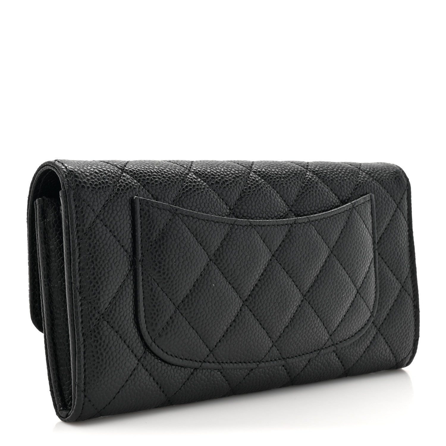 Chanel Caviar Quilted Large Gusset Flap Wallet Black 3 of 9