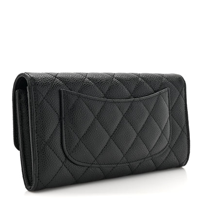 Chanel Caviar Quilted Large Gusset Flap Wallet Black 3 of 9