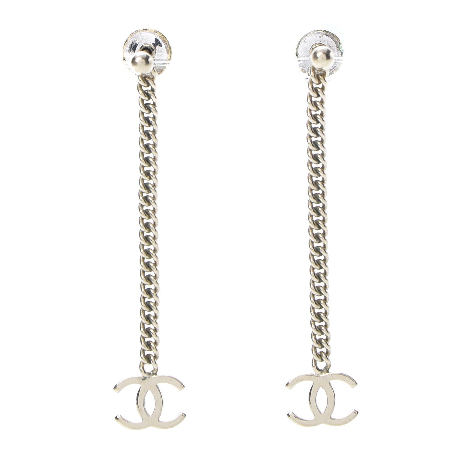 Chanel CC Long Drop Earrings Gold 1 of 4