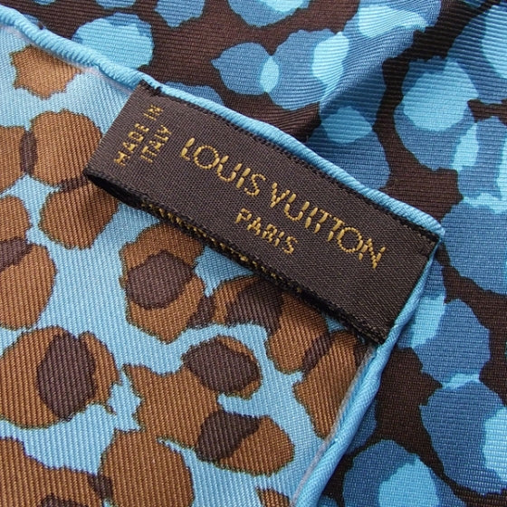 Silk Carre Leopard Scarf Blue
