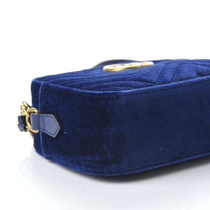 Gucci Velvet Matelasse Small GG Marmont Chain Shoulder Bag Cobalt 6 of 9