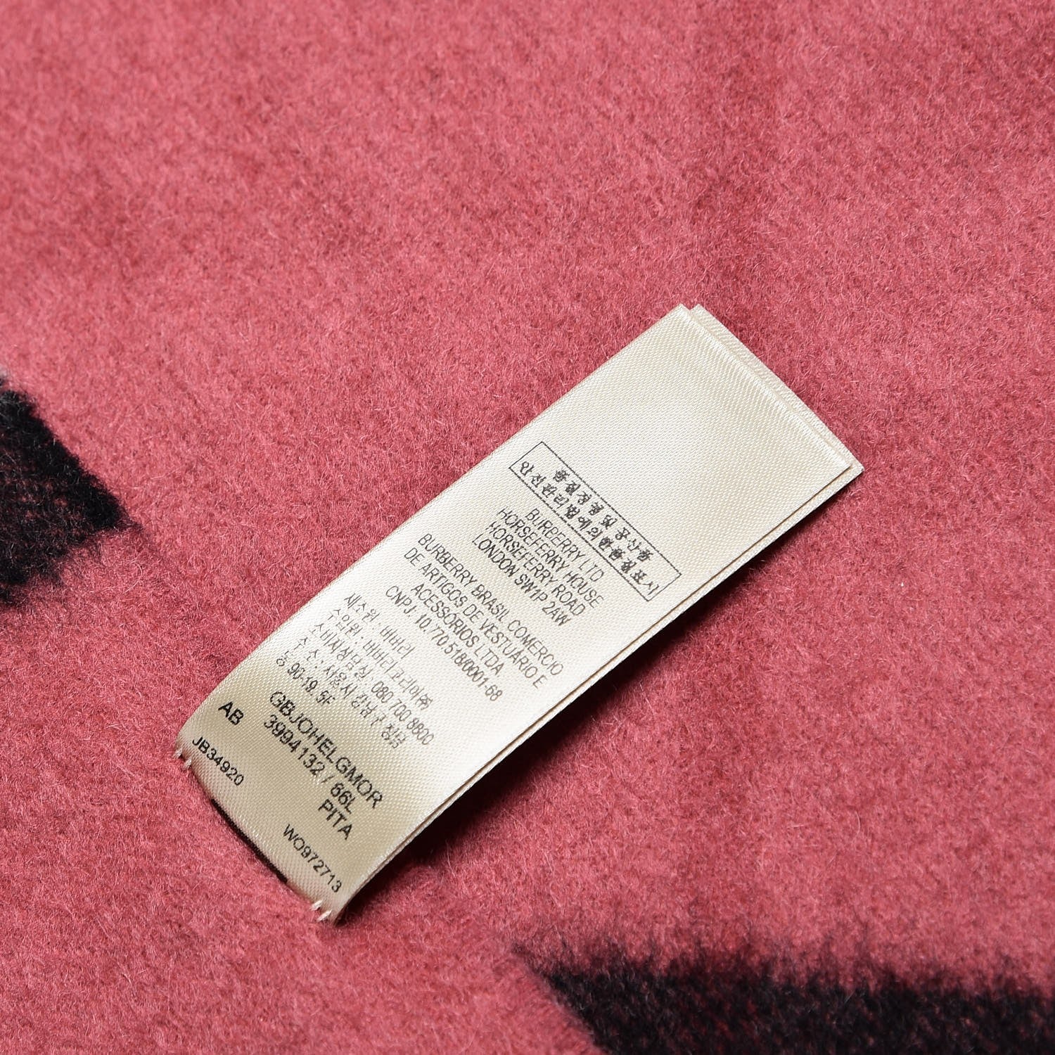 Burberry Cashmere Giant Check Fringe Scarf Pink 5 of 6
