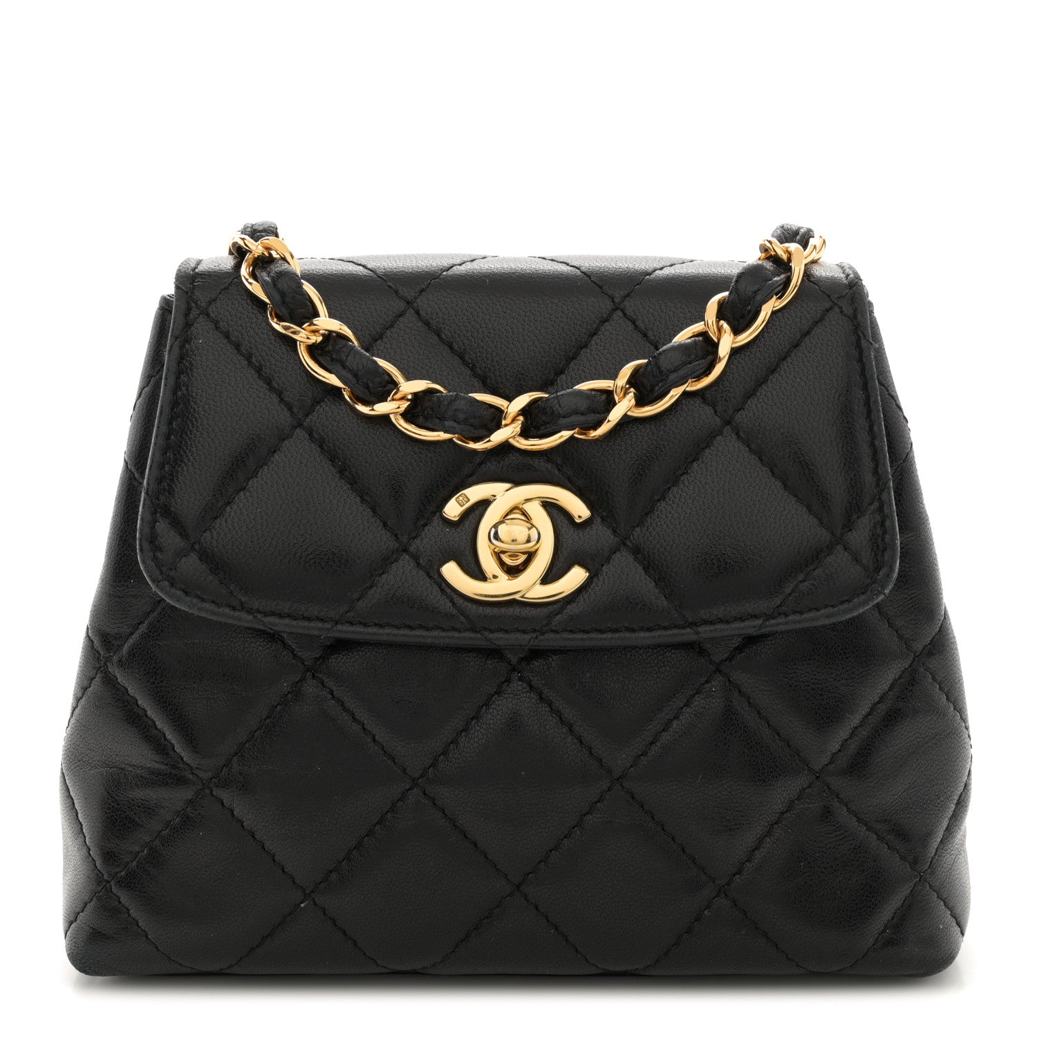 Chanel Lambskin Quilted Mini Flap Waist Belt Bag Black 1 of 12