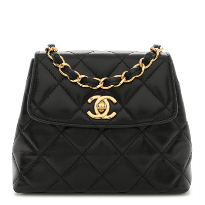 Chanel Lambskin Quilted Mini Flap Waist Belt Bag Black 1 of 12