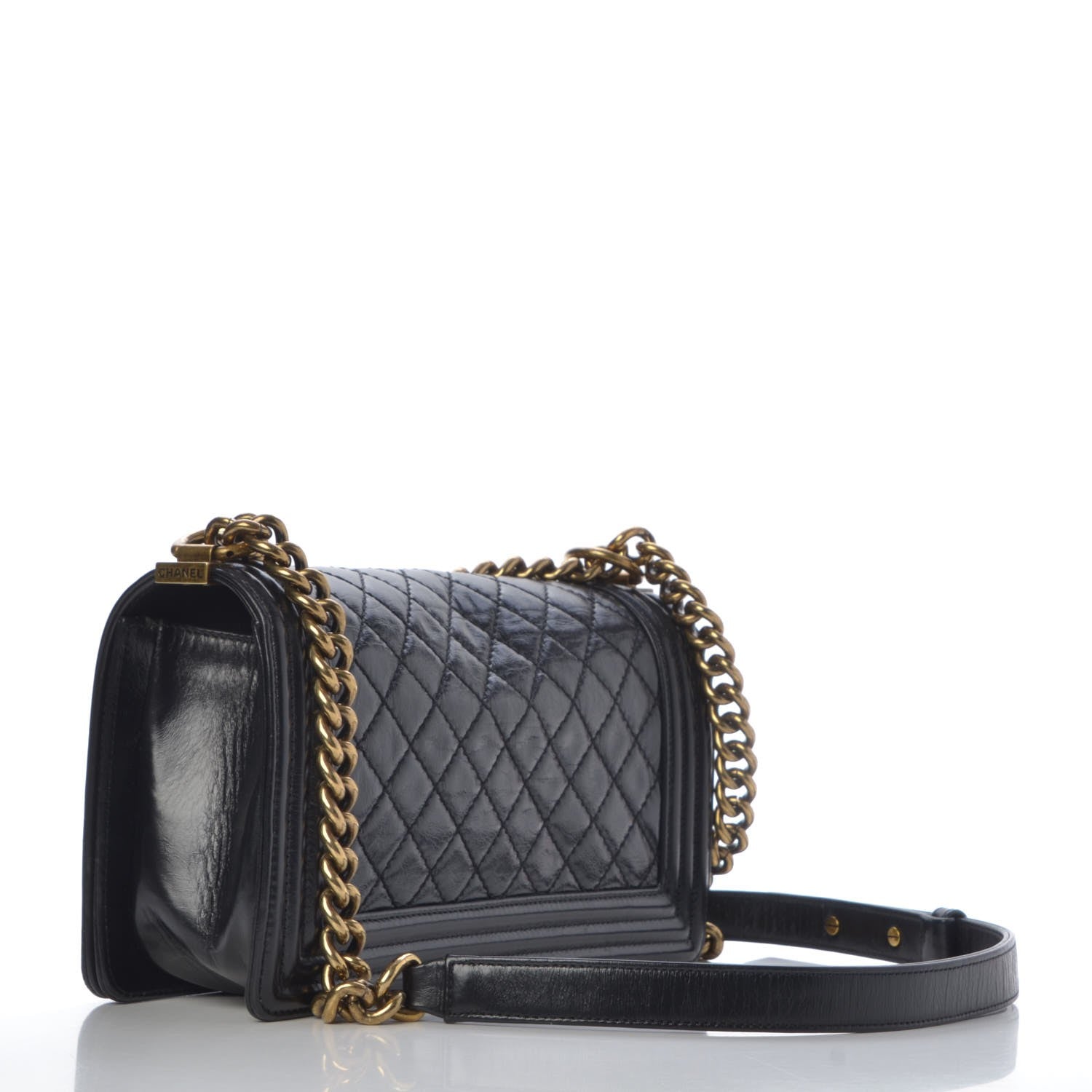 Chanel Glazed Calfskin Quilted Medium Boy Flap Black 3 of 7