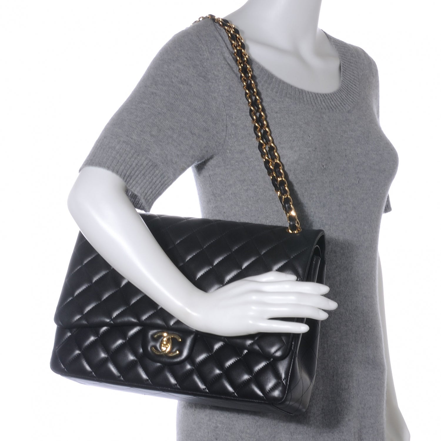 Chanel Lambskin Quilted Maxi Double Flap Black 2 of 10