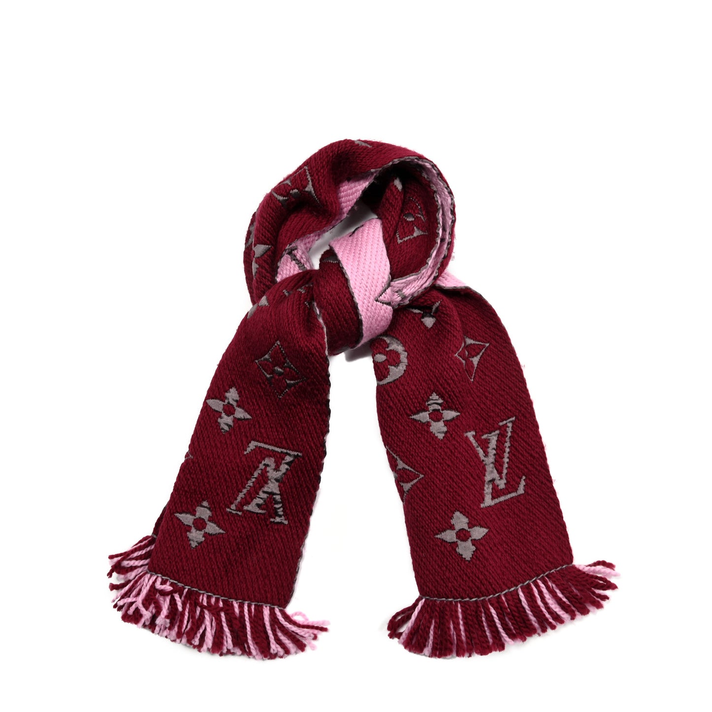 Wool Silk Logomania Duo Scarf Wine