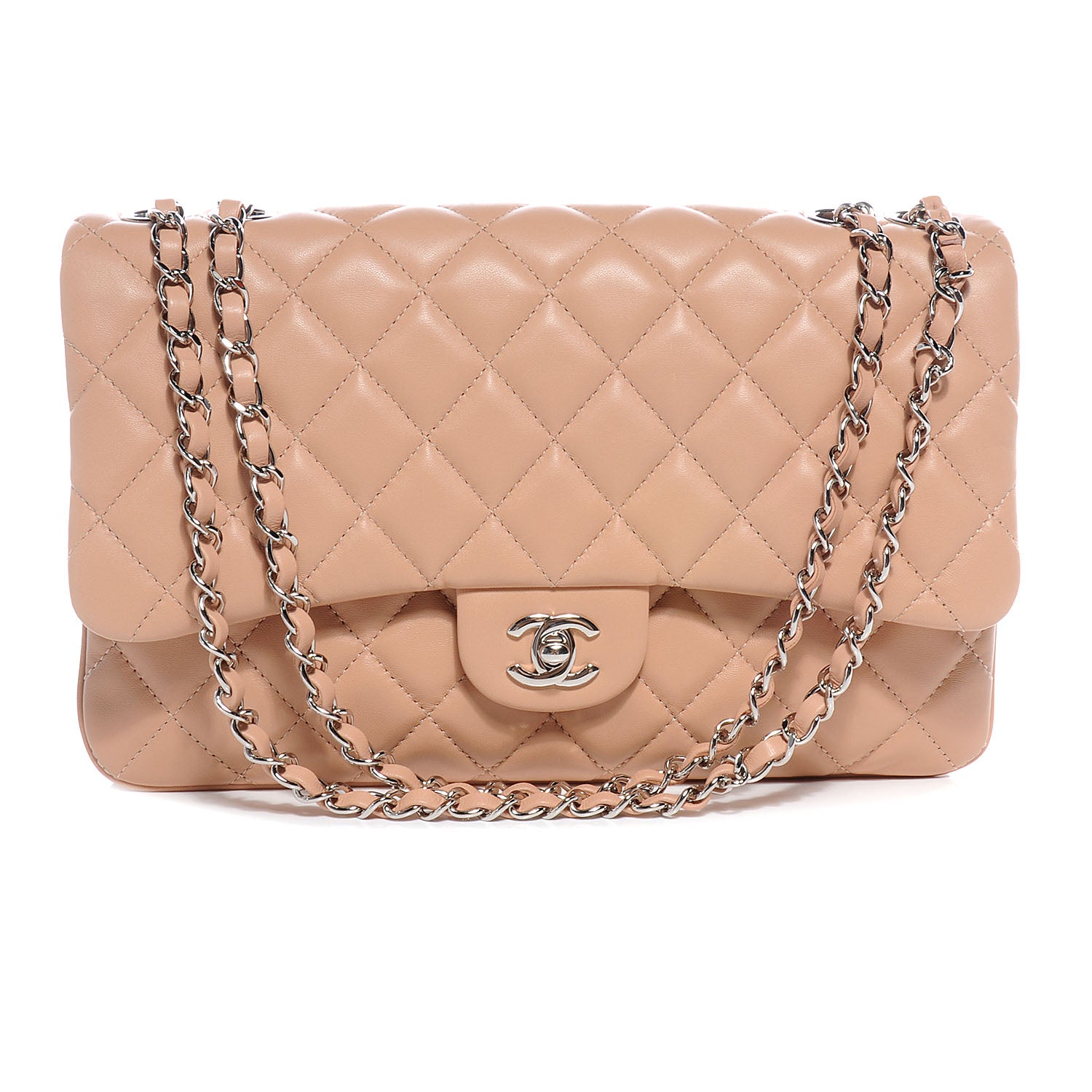 Chanel Lambskin Quilted Jumbo Chanel 3 Flap Beige 1 of 8