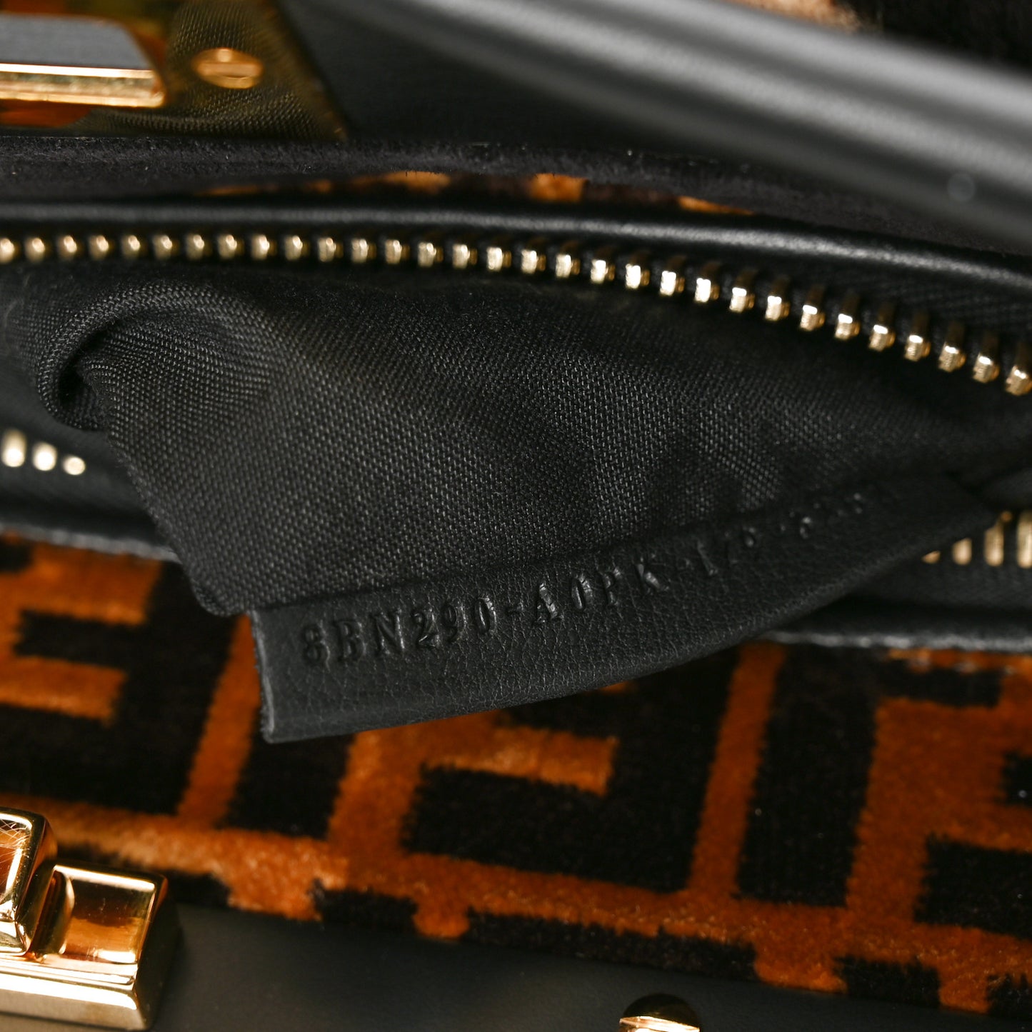 Mink Velvet Vitello Seta Inlaid Medium Peekaboo Iconic Satchel Tobacco Moro Black