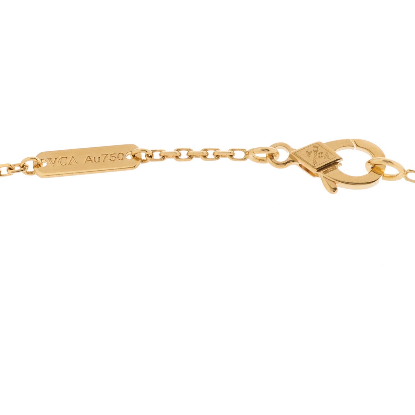 18K Yellow Gold Tiger Eye Vintage Alhambra Pendant Necklace