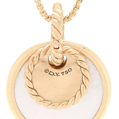 David Yurman 18K Yellow Gold Diamond Black Onyx Gray Mother of Pearl Reversible Elements Necklace 6 of 8