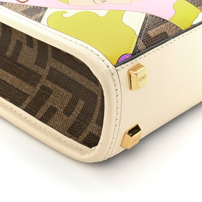Fendi Glazed Fabric Vitello King Plexiglass FF 1974 Logo Hairdo Girls Inlay Mini Fendi Sunshine Shopper Tote Mogano Panna Multicolor 10 of 15
