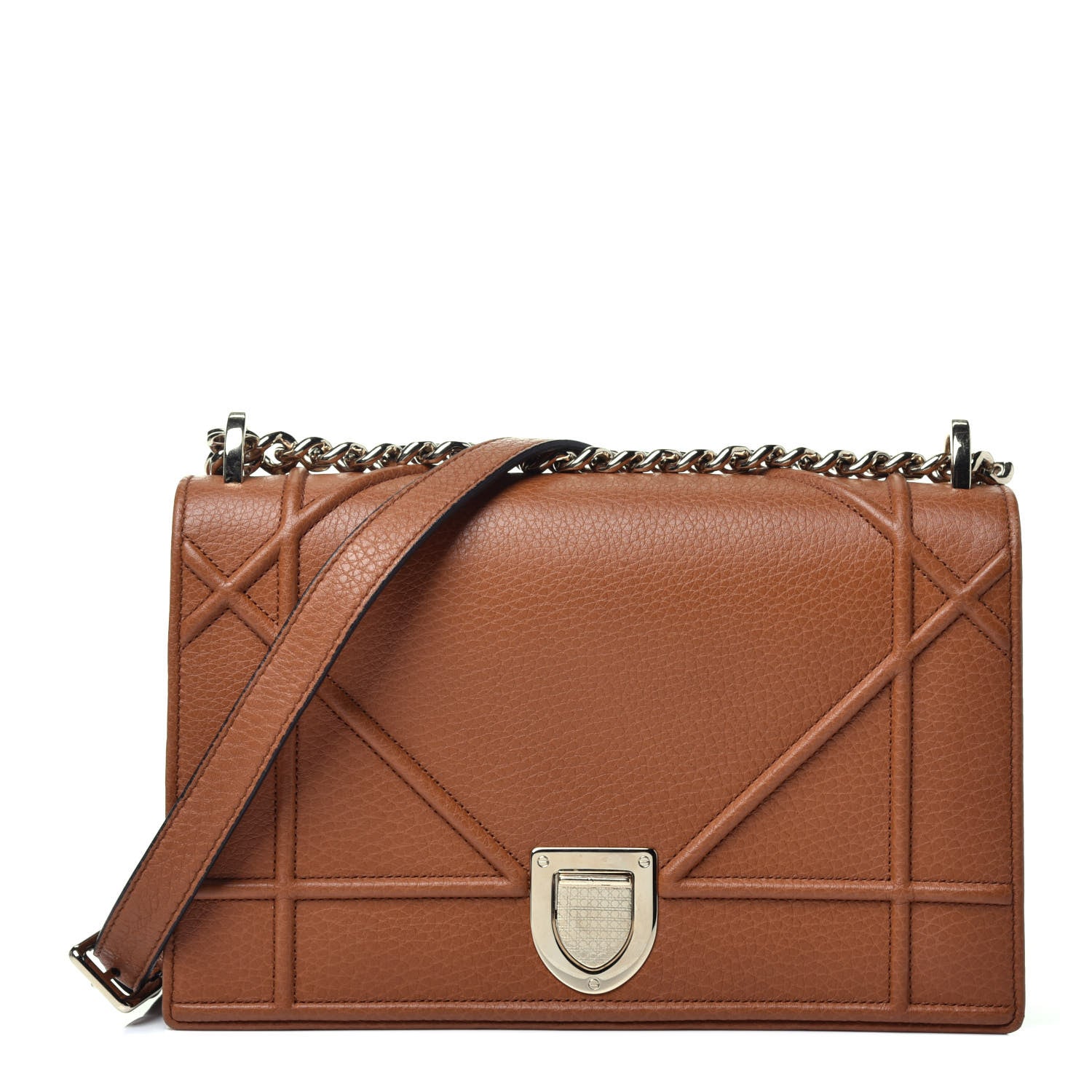 Christian Dior Grained Calfskin Medium Diorama Flap Bag Brown 1 of 9