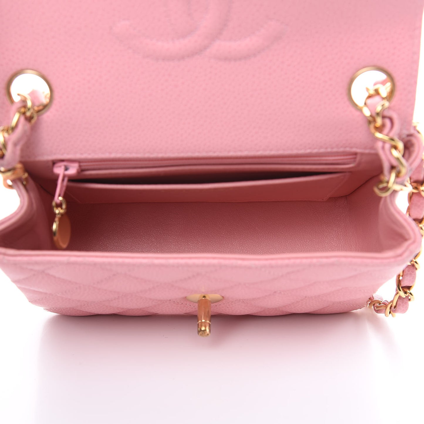 Caviar Quilted Mini Square Flap Pink