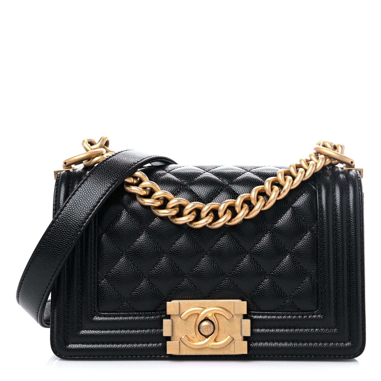 Caviar Quilted Small Boy Flap Black
