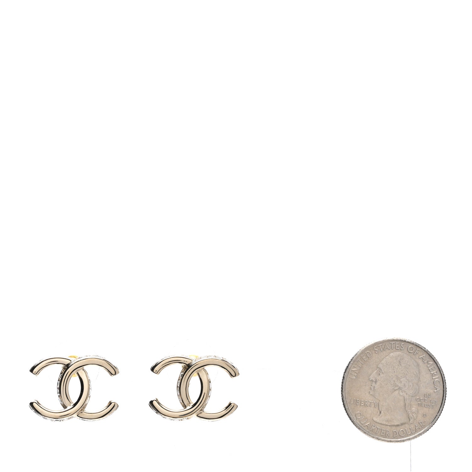 Chanel Metal Baguette Crystal CC Earrings Gold 2 of 6