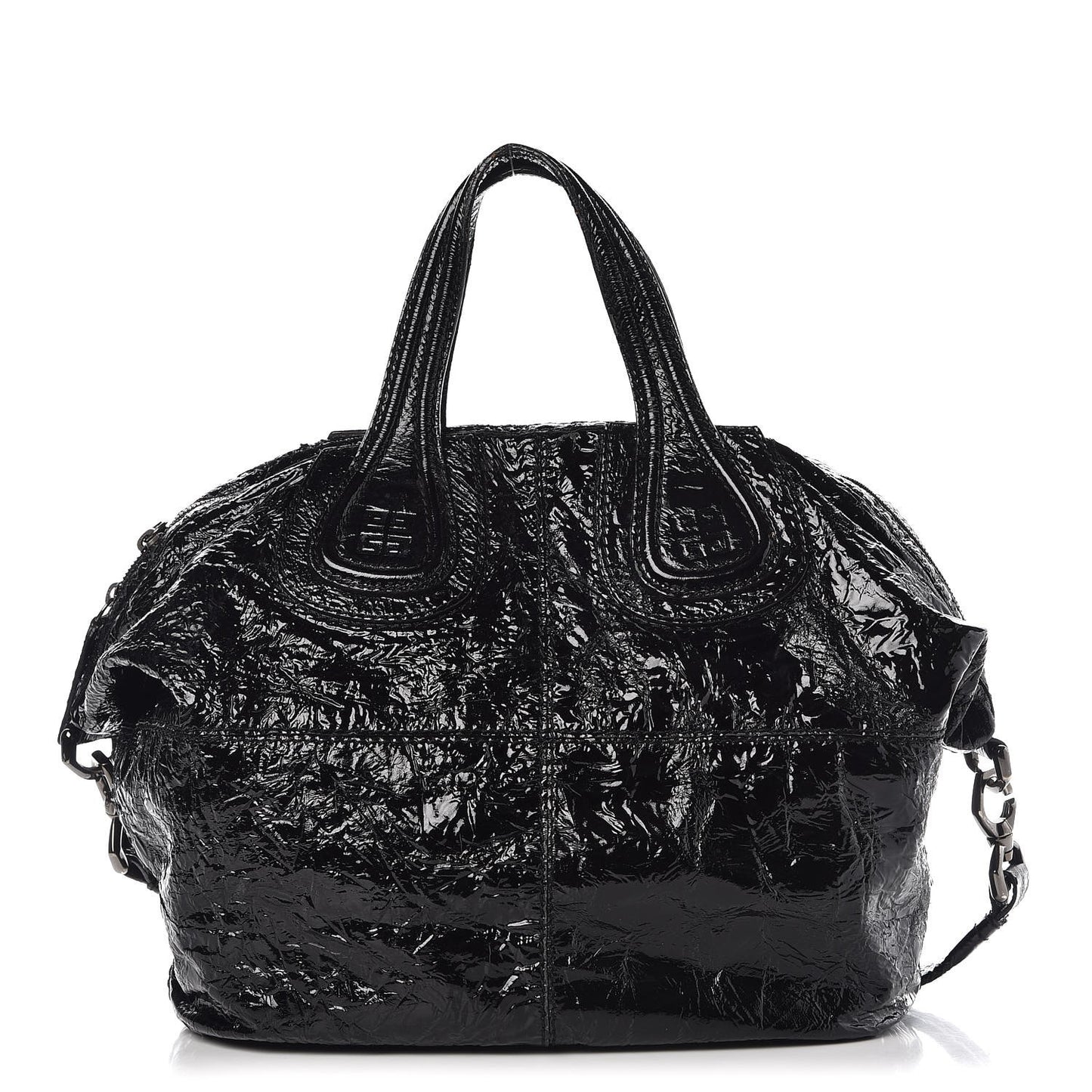 Crinkled Patent Calfskin Small Nightingale Black
