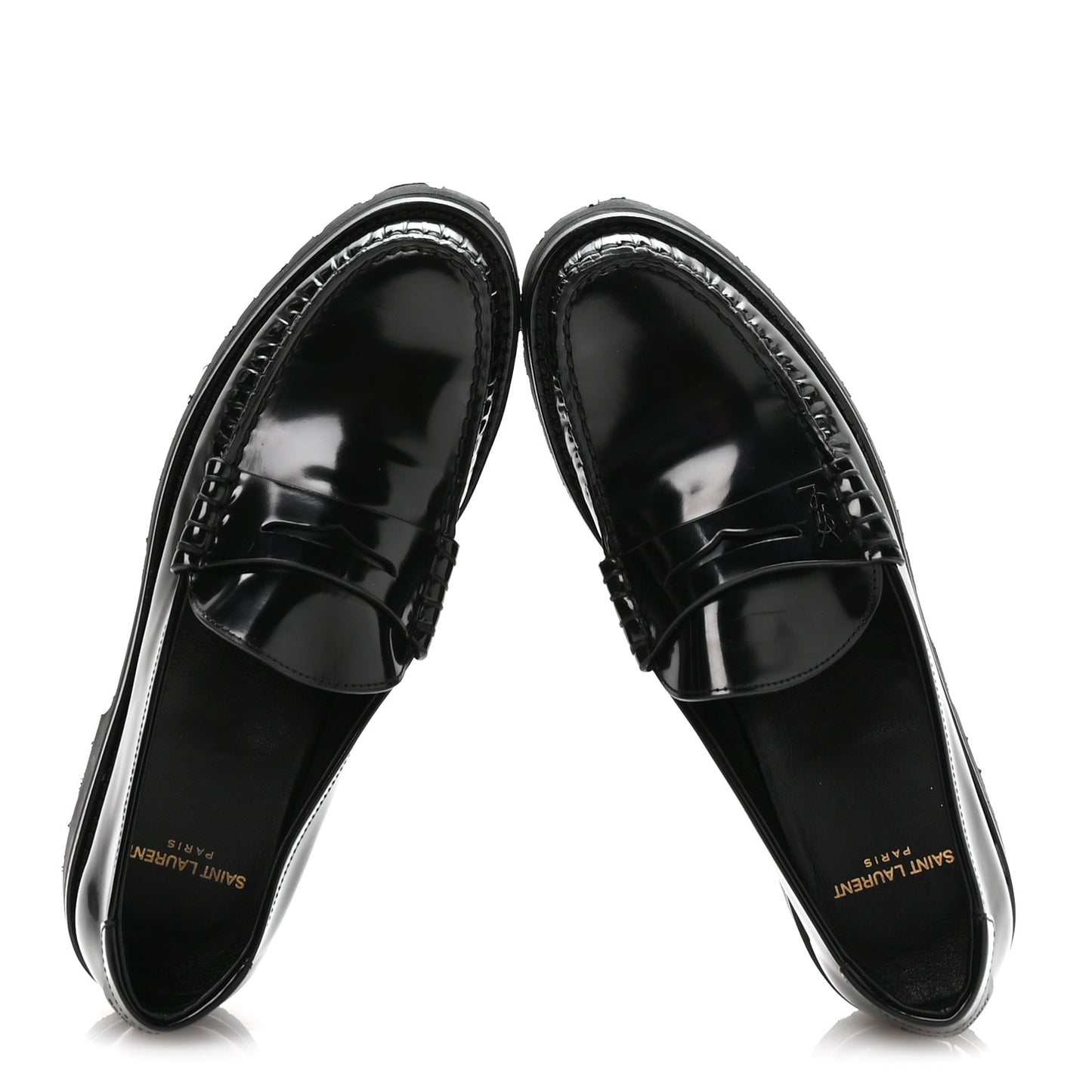 Glazed Calfskin Le Loafer 15 Penny Slippers 39 Black
