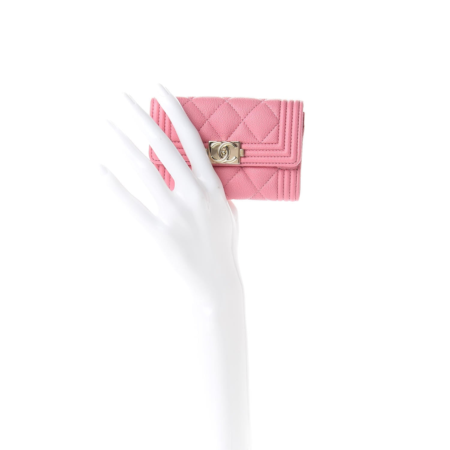 Chanel Caviar Quilted Boy Flap Card Holder Wallet Light Pink 2 of 9
