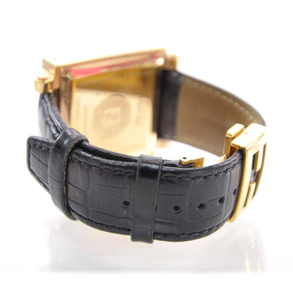 Fendi Stainless Steel Ceramic Calfskin Diamond 39mm Quadro Quartz Watch Black 7 of 8