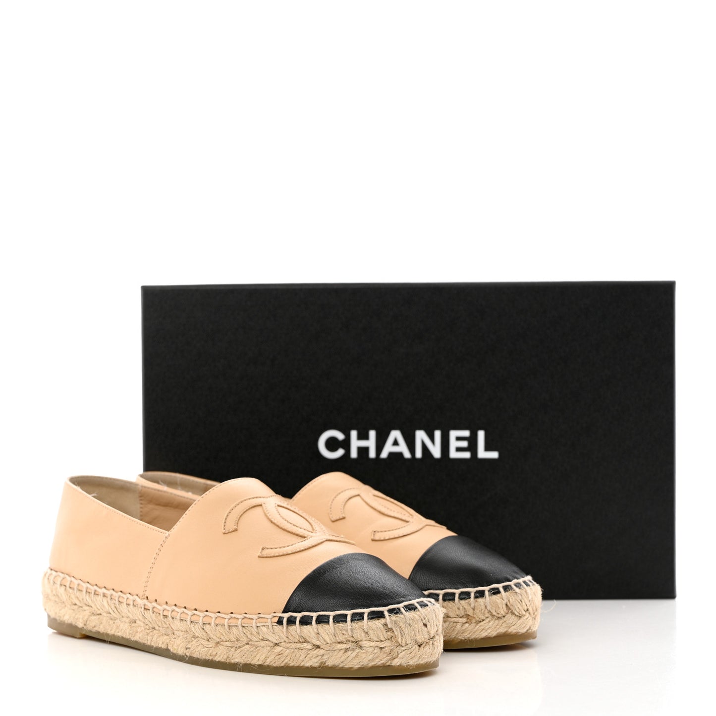 Lambskin CC Espadrilles 36 Beige Black