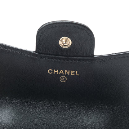Chanel Lambskin Quilted Top Handle Flap Coin Purse With Chain Black 6 of 12