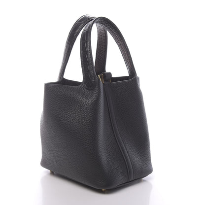 Hermes Taurillon Clemence Matte Alligator Picotin Lock Touch 18 PM Black 3 of 11
