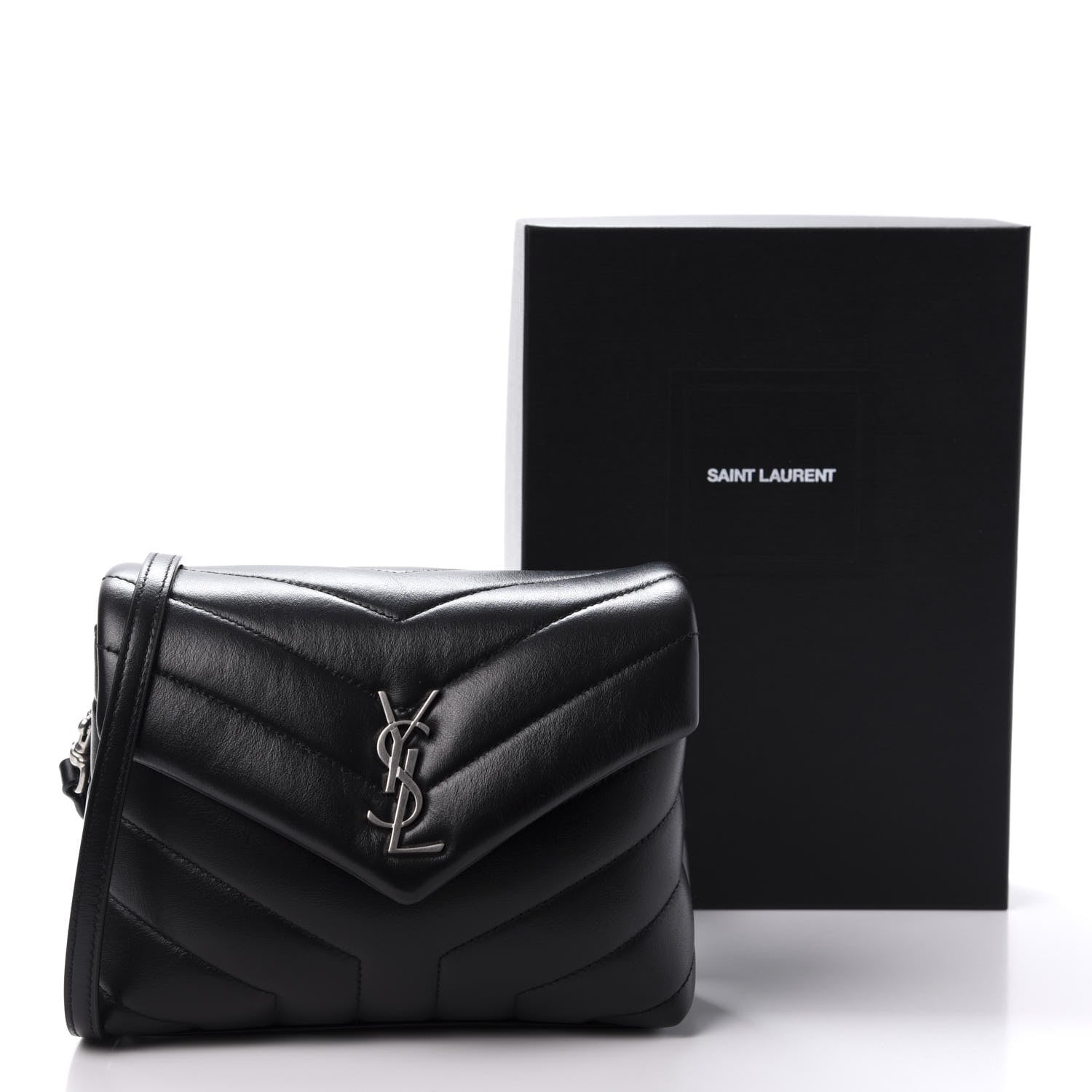 Saint Laurent Calfskin Y Quilted Monogram Toy Loulou Crossbody Bag Black 11 of 11