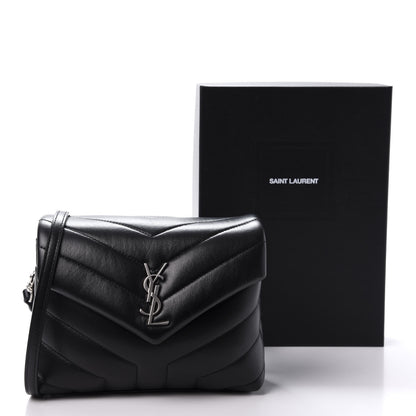Saint Laurent Calfskin Y Quilted Monogram Toy Loulou Crossbody Bag Black 11 of 11