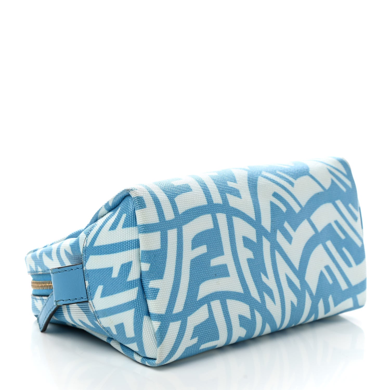 Fendi X SARAH COLEMAN Glazed Canvas Vitello King FF Vertigo Small Trapezoid Beauty Pouch Cyber Blue White 4 of 10