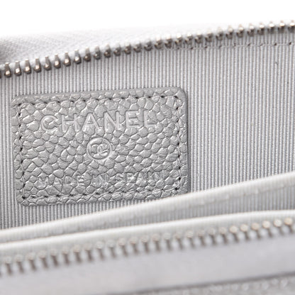 Chanel Metallic Caviar Quilted Zip Coin Purse Silver 6 of 11