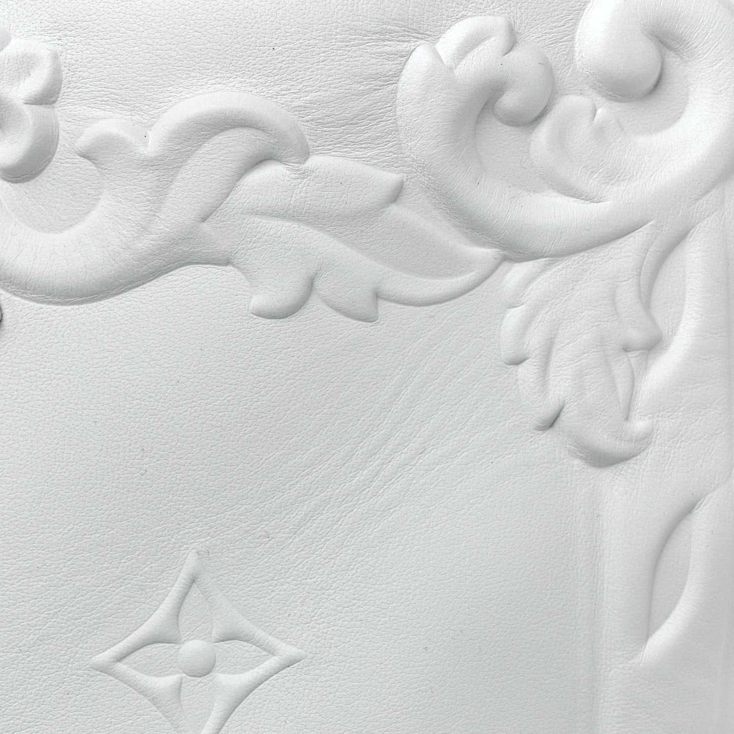 Calfskin LV Ornament Sac Plat 24H Optic White