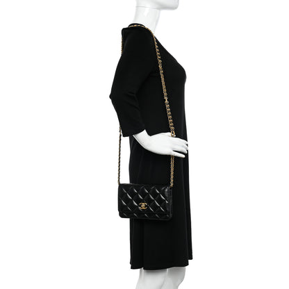 Chanel Lambskin Quilted Logo WOC Wallet On Chain Black 2 of 15