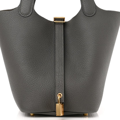 Hermes Taurillon Clemence Picotin Lock 18 PM Gris Meyer 8 of 11