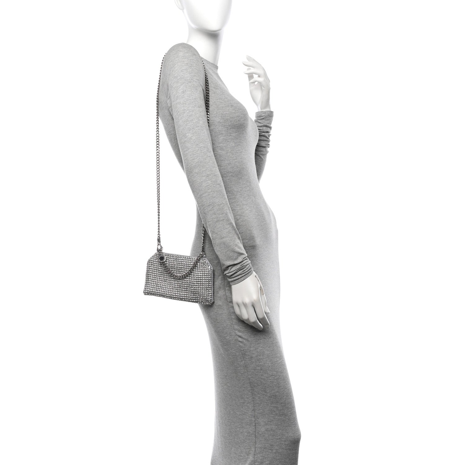 Stella McCartney Mesh Crystal Falabella Shoulder Bag Silver 2 of 10