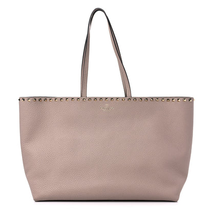 Valentino Garavani Grained Calfskin Rockstud Shoulder Tote Poudre 1 of 14