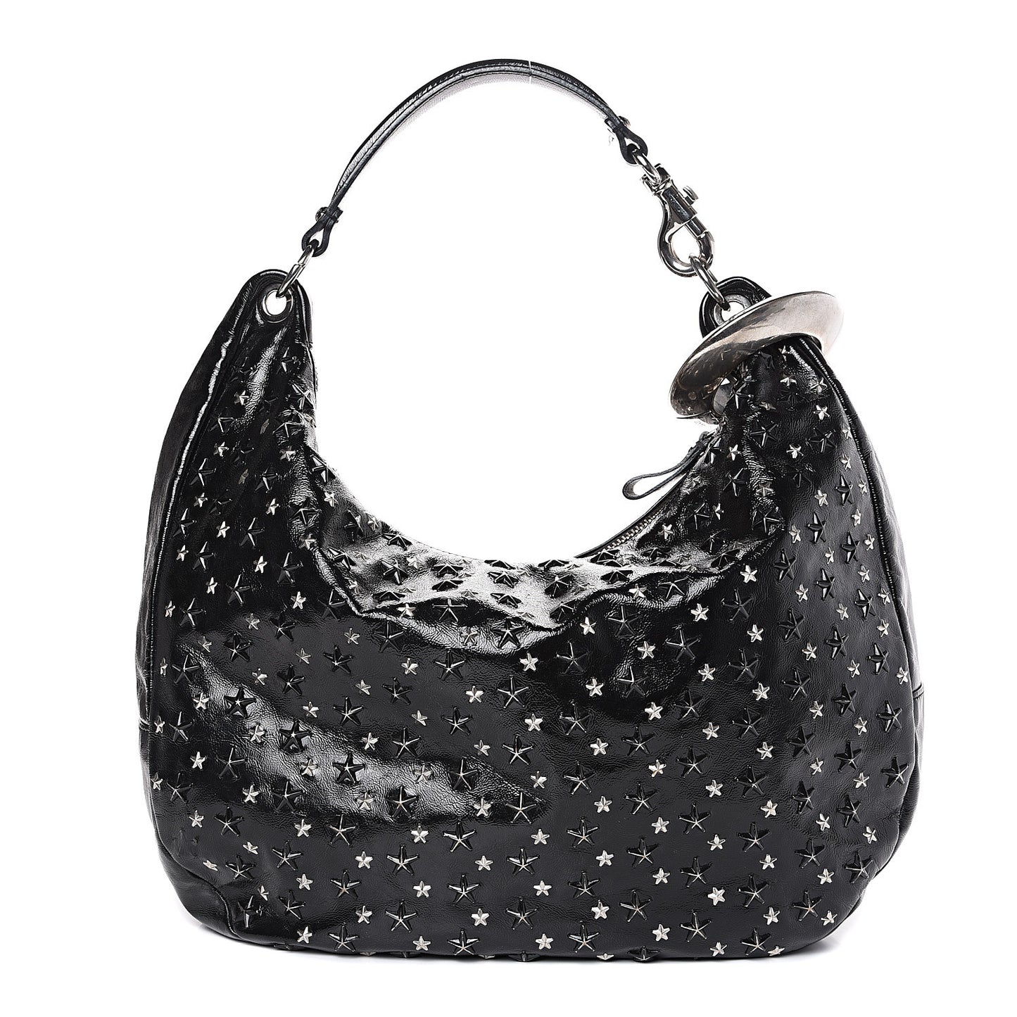 Metallic Calfskin Star Studded Sky Hobo Black