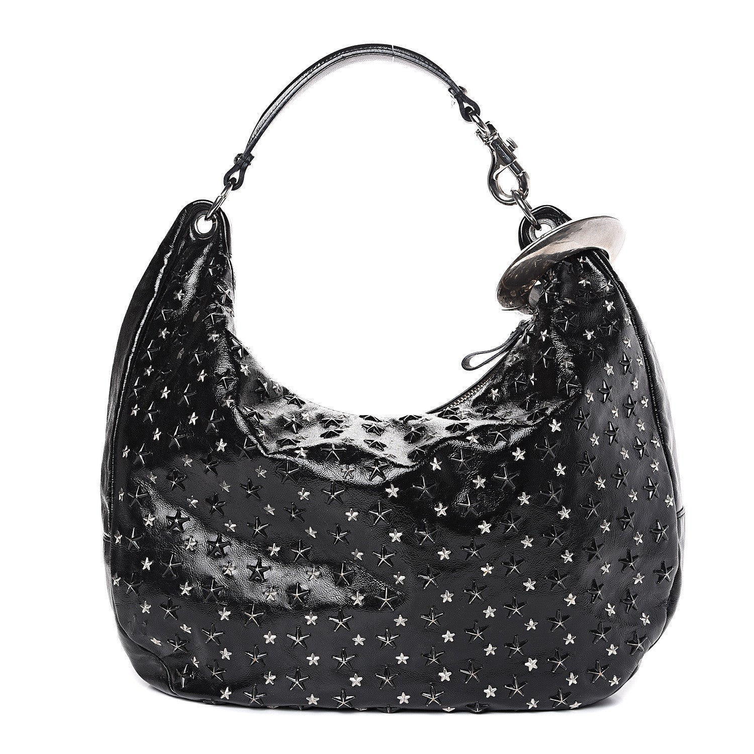 Jimmy Choo Metallic Calfskin Star Studded Sky Hobo Black 1 of 10