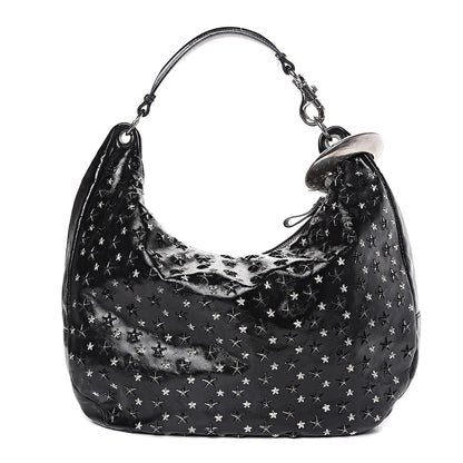 Jimmy Choo Metallic Calfskin Star Studded Sky Hobo Black 1 of 10