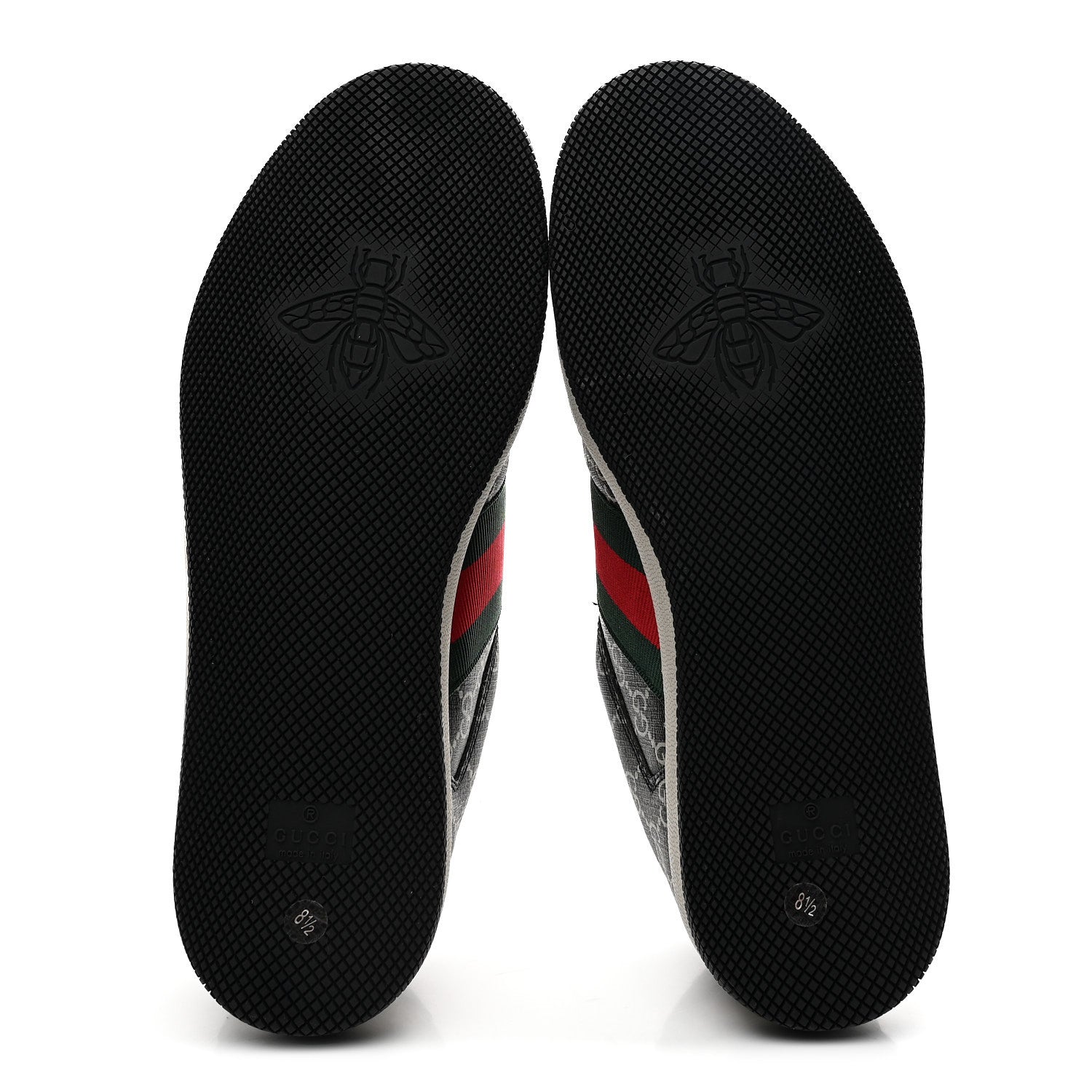 Gucci GG Supreme Monogram Miro Soft Calfskin Web Mens Screener Sneakers 8.5 Black Grey Sky 6 of 10