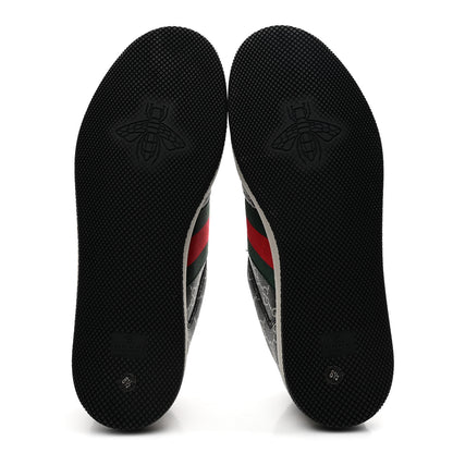 Gucci GG Supreme Monogram Miro Soft Calfskin Web Mens Screener Sneakers 8.5 Black Grey Sky 6 of 10