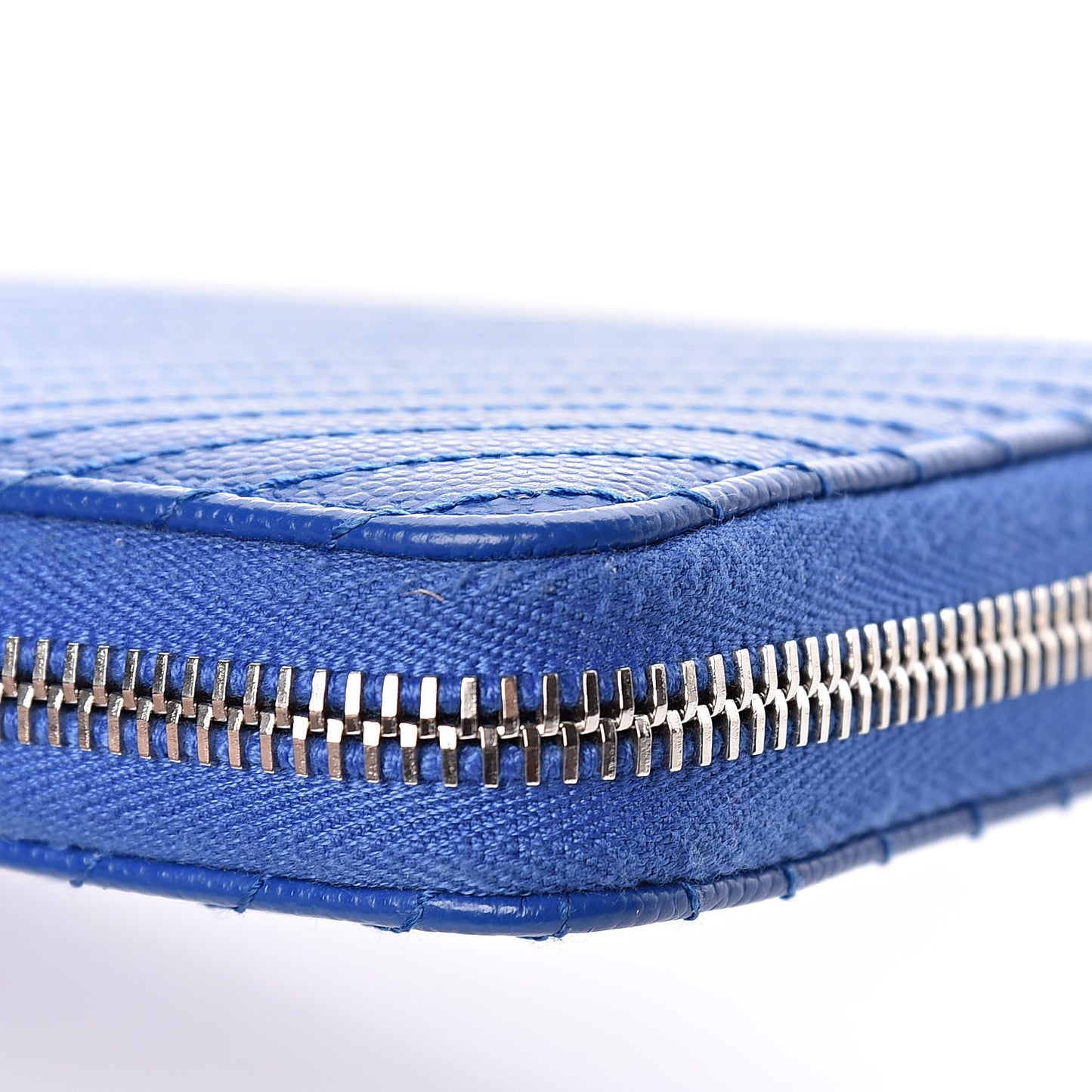 Caviar Chevron Quilted Large Gusset Zip Around Wallet Bright Blue